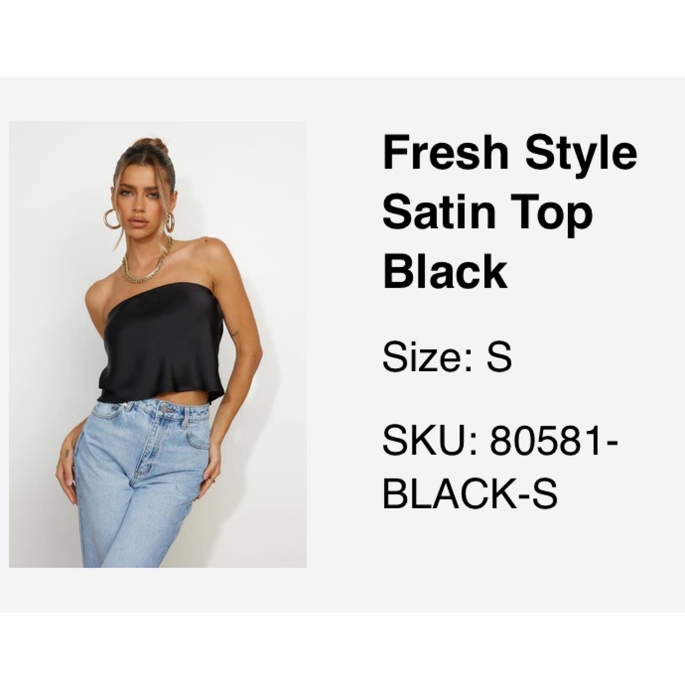 Hello Molly Black satin Cropped Tube Top Size Small NWT